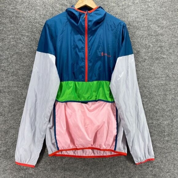 Cotopaxi Windbreaker Jacket Women XL Blue Colorblock Hooded Zipper Long Sleeve - Picture 1 of 10